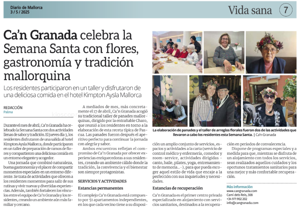 La celebraciones de Semana Santa en la residencia de Ca’n Granada